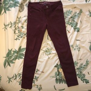 AE 6 Long Maroon Jeggings